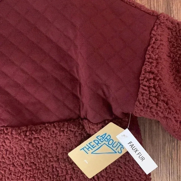 Thereabouts Girls Faux Fur Pullover Jacket Burgundy Plus Size Size 22.5, 3XL - Picture 4 of 12